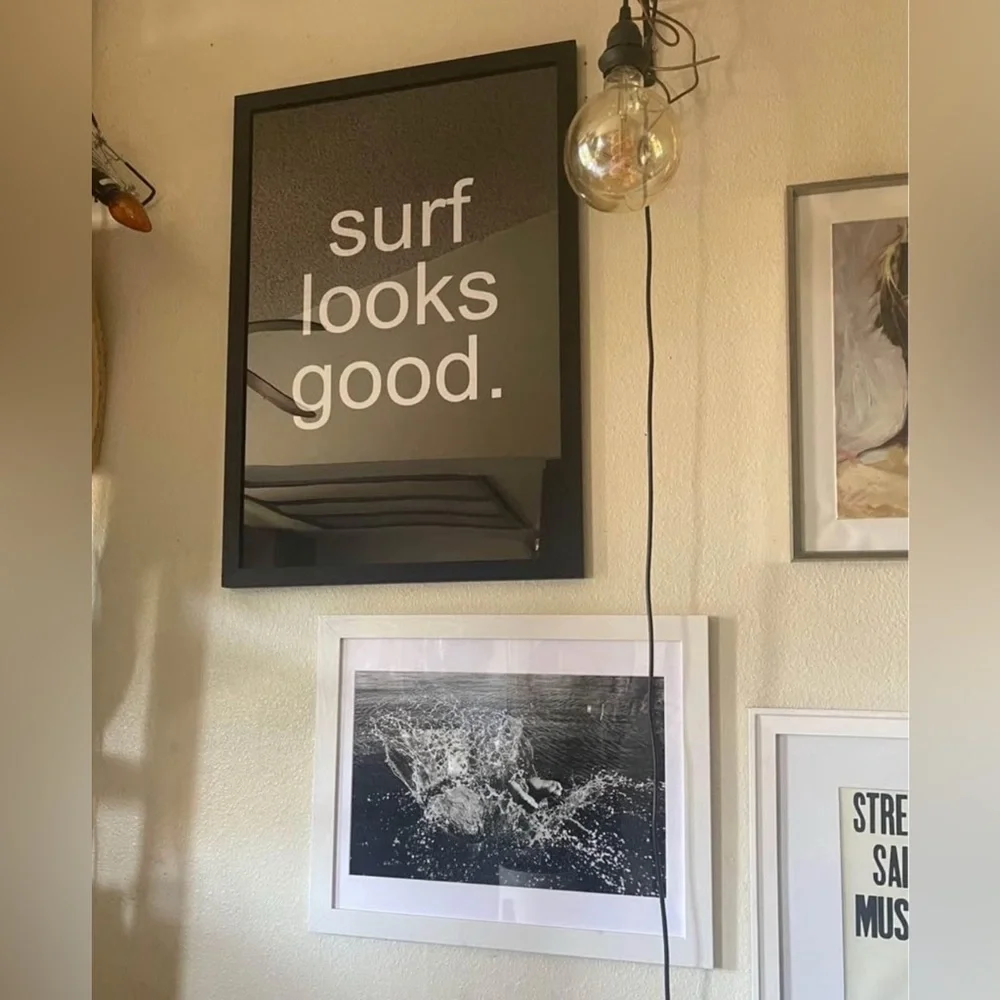 New Original Art Surf Looks Good Black and white Framed Poster Print 24x36”